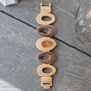 Gold and Brown Oval Link Watch